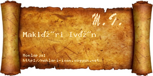 Maklári Iván névjegykártya